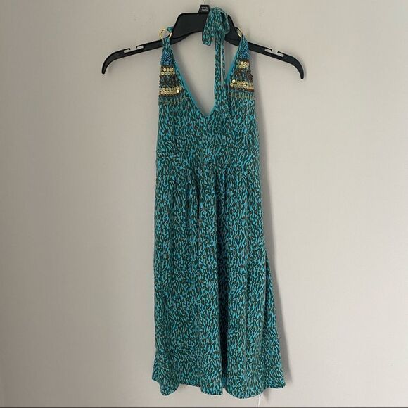 Victoria’s Secret Halter Neck Animal Print Beaded Mini Dress y2k - Picture 1 of 4